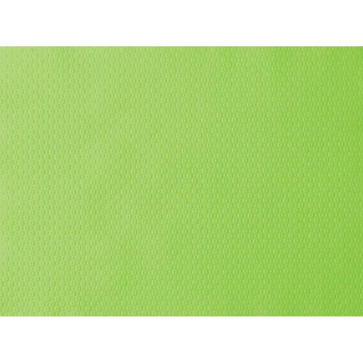 Die Nahaufnahme des Duni GmbH Papier-Tischsets 30x40 cm in kiwi zeigt eine leuchtend grüne, strukturierte Oberfläche mit gleichmäßig verteilten, erhabenen Punkten - ideal für Partys und Events. Die Packung enthält 500 Stück.