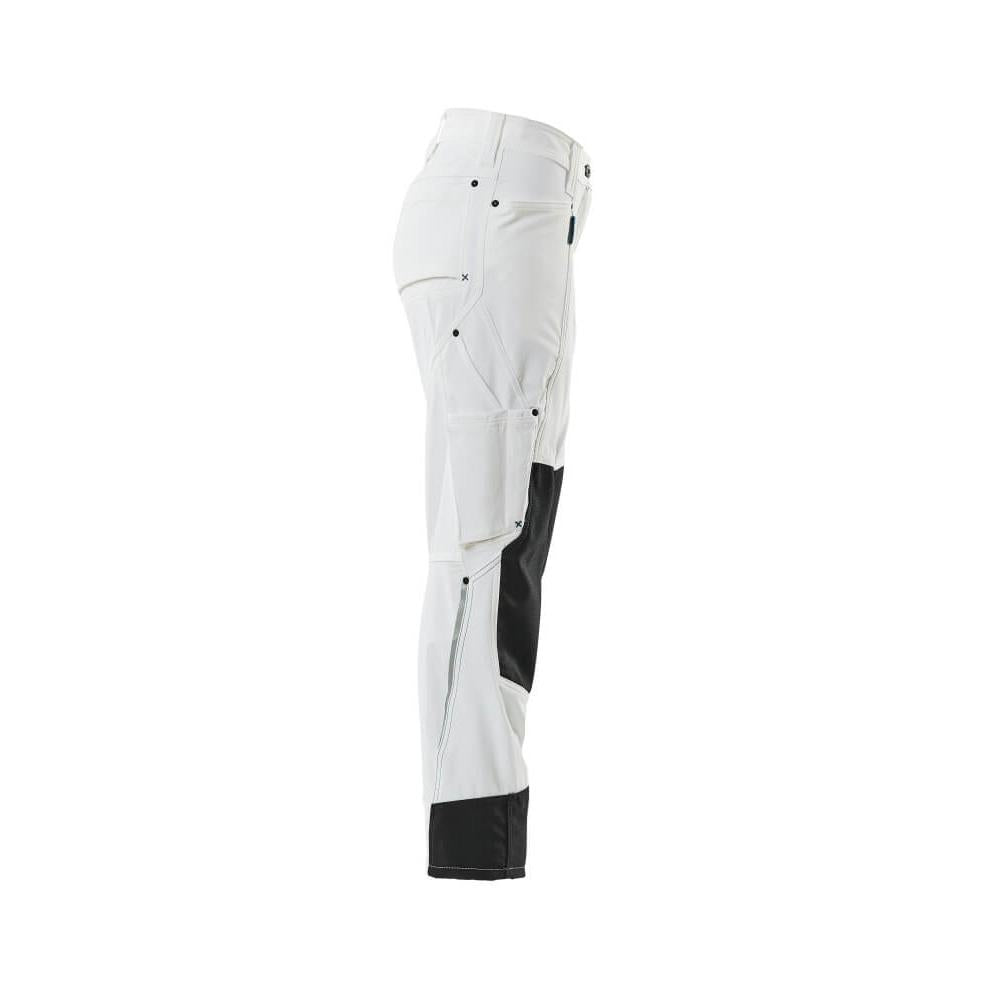 Pantalon avec poches genoux, femme, pantalon diamant, blanc