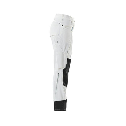 Pantalon avec poches genoux, femme, pantalon diamant, blanc
