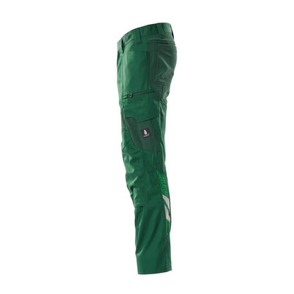 Pantalon avec poches genoux, pantalon empiècements stretch, vert