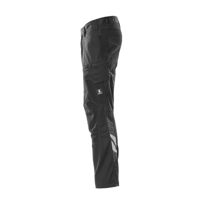 Pantalon avec poches genoux, pantalon empiècements stretch, noir