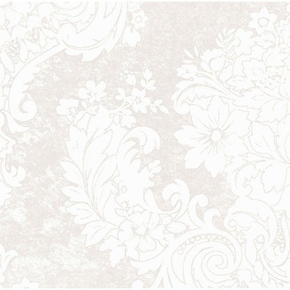Les serviettes Dunilin 40 x 40 cm 1/4 pli de Duni GmbH présentent un motif floral et feuillage orné en blanc et beige clair, inspiré des serviettes élégantes, avec de grandes fleurs et des vrilles tourbillonnantes sur un fond finement texturé.