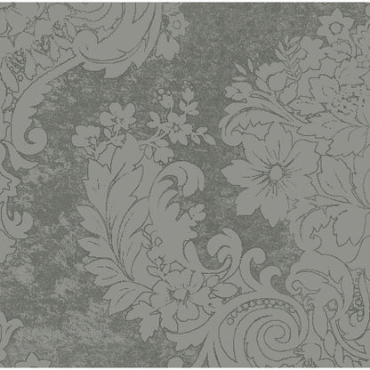 Un motif floral et feuillage ornemental classique en contours bleu clair orne le fond bleu gris texturé des serviettes Dunilin 40 x 40 cm 1/4 pli de Duni GmbH, en faisant un choix élégant pour des serviettes de haute qualité.