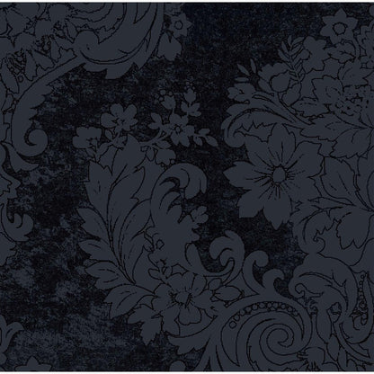 Des motifs floraux et feuillage sombres et ornés sur un fond noir texturé créent un design détaillé inspiré du baroque - idéal pour les serviettes Dunilin 40 x 40 cm 1/4 pli de Duni GmbH.
