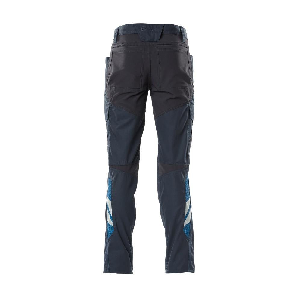 Pantalon, poches cuisses, pantalon empiècements stretch, noir-bleu