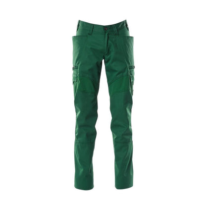 Pantalon, poches cuisses, pantalon empiècements stretch, vert