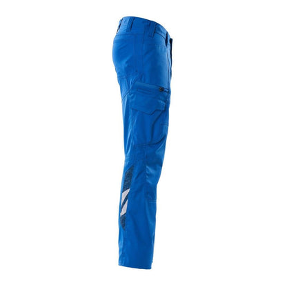 Pantalon, poches cuisses, pantalon empiècements stretch, bleu azur
