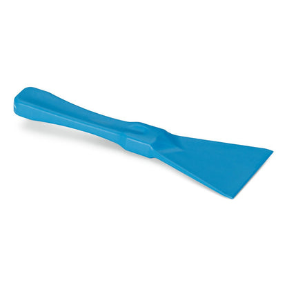 La spatule en plastique HACCP bleue de Nölle Profi Brush de Nölle Profi Brush Bürsten- & Pinseltechnik e.K. avec une lame plate et inclinée et une poignée texturée repose sur un fond blanc.