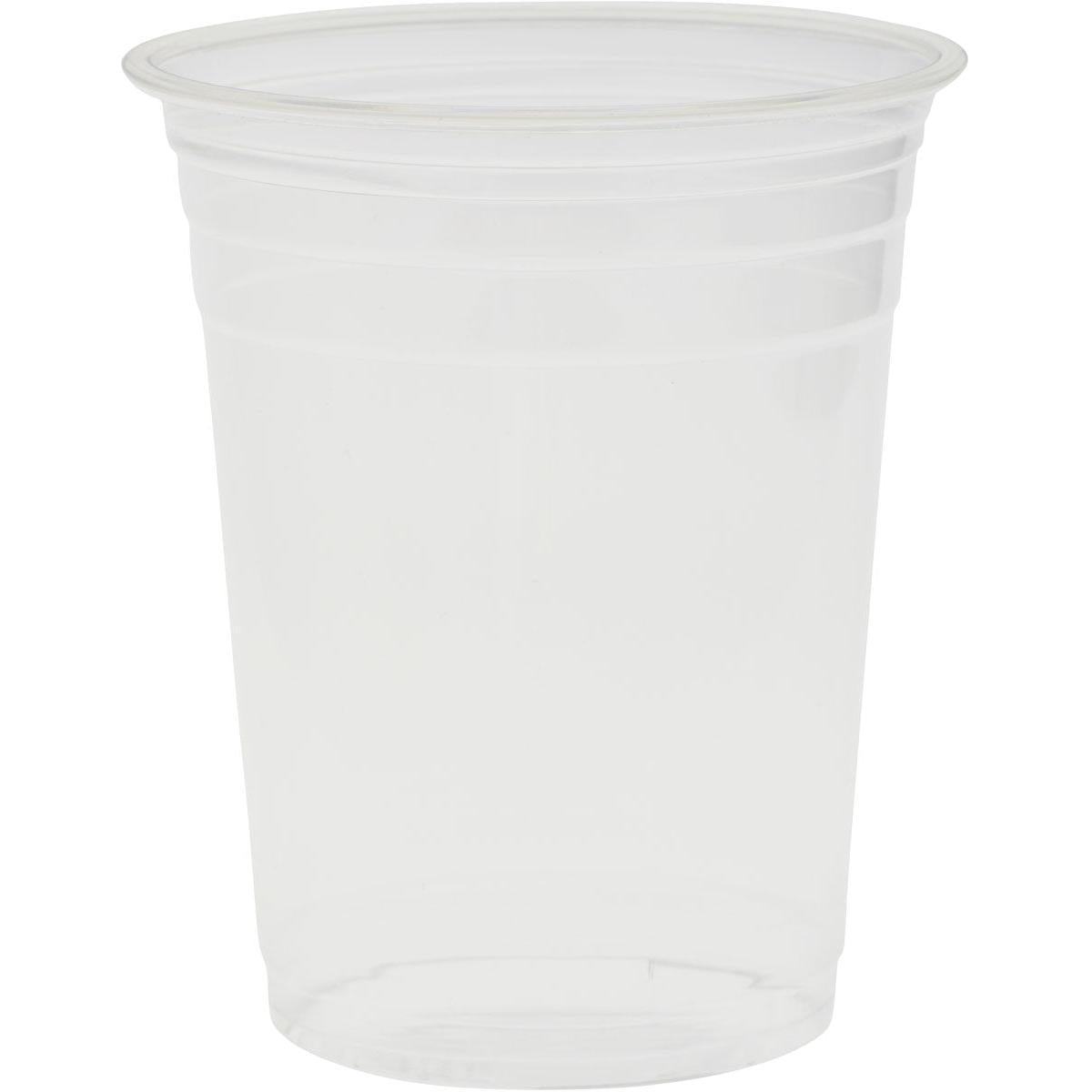 La tasse Crystal Transparent de Duni GmbH, fabriquée avec des matériaux de haute qualité et un bord légèrement évasé, se tient vide devant un fond blanc simple.