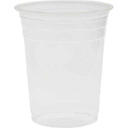 La tasse Crystal Transparent de Duni GmbH, fabriquée avec des matériaux de haute qualité et un bord légèrement évasé, se tient vide devant un fond blanc simple.