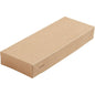 Une boîte plate, fermée, rectangulaire en carton brun simple avec un petit logo "ecochic" - Couvercle de boîte Viking Slim Brick en carton brun/PLA 225x85x30 de Duni GmbH - emballage écologique, paquet de 300 pièces, parfait pour un stockage durable.