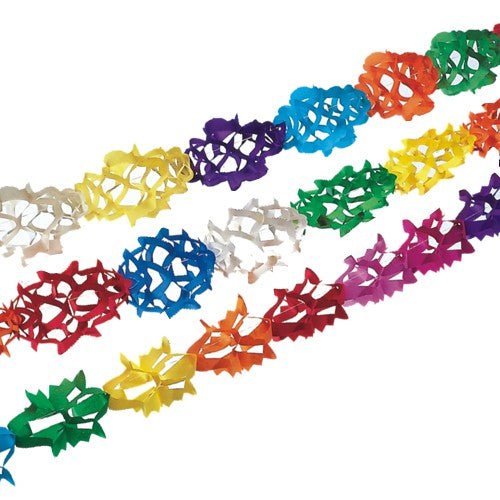 Les quatre guirlandes en papier colorées PAPSTAR (4 m, 3 pièces) de la société PAPSTAR sont dans les couleurs rouge, jaune, vert, bleu, violet et blanc - la décoration de fête idéale pour chaque célébration.