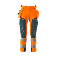 Pantalon avec poches suspendues, pantalon ULTIMATE STRETCH, orange haute visibilité/pétrole foncé