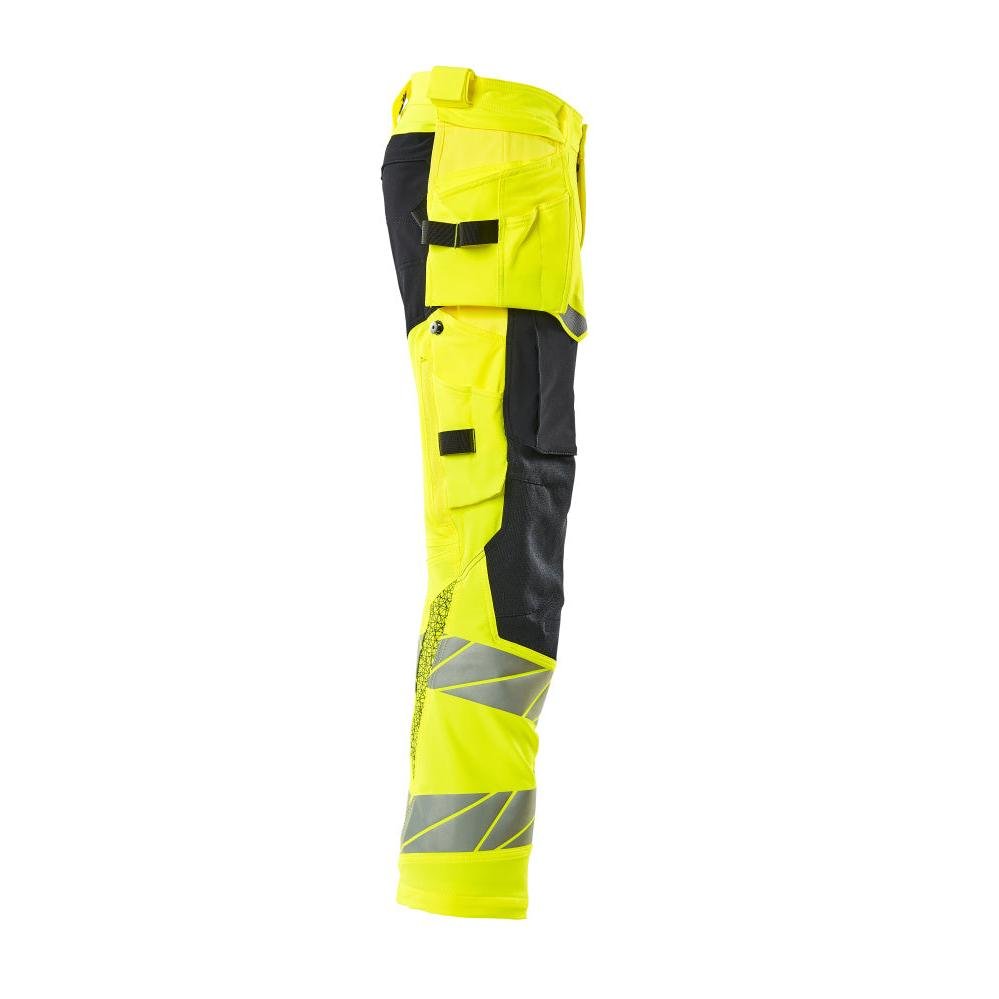 Pantalon avec poches suspendues, pantalon ULTIMATE STRETCH, jaune haute visibilité/noir-bleu