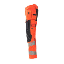 Pantalon avec poches suspendues, pantalon ULTIMATE STRETCH, Hi-vis rouge/noir-bleu