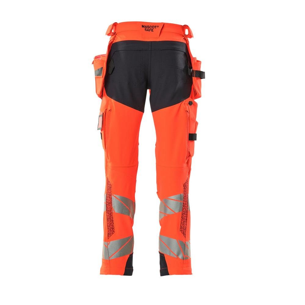 Pantalon avec poches suspendues, pantalon ULTIMATE STRETCH, Hi-vis rouge/noir-bleu