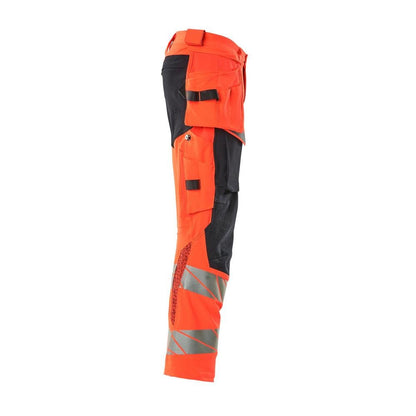 Pantalon avec poches suspendues, pantalon ULTIMATE STRETCH, Hi-vis rouge/noir-bleu
