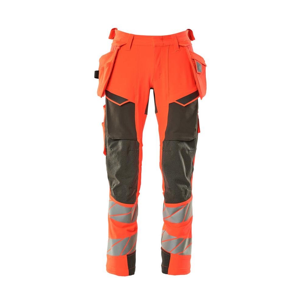 Pantalon avec poches suspendues, pantalon ULTIMATE STRETCH, rouge haute visibilité/anthracite foncé