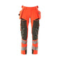 Pantalon avec poches suspendues, pantalon ULTIMATE STRETCH, rouge haute visibilité/anthracite foncé