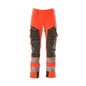 Pantalon avec poches genoux, pantalon ULTIMATE STRETCH, rouge haute visibilité/anthracite foncé