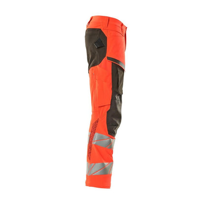 Pantalon avec poches genoux, pantalon ULTIMATE STRETCH, rouge haute visibilité/anthracite foncé