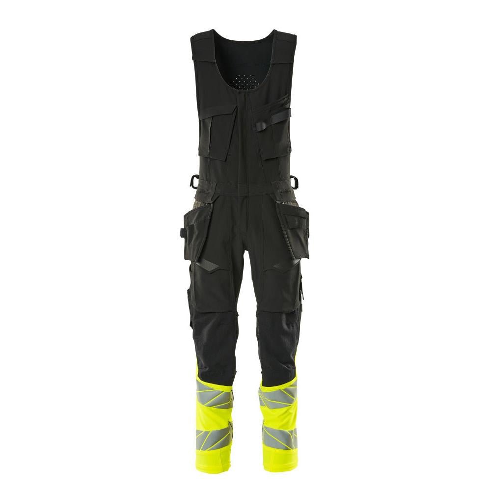 Pantalon combiné, poches suspendues, pantalon combiné ULTIMATE STRETCH, noir/jaune haute visibilité