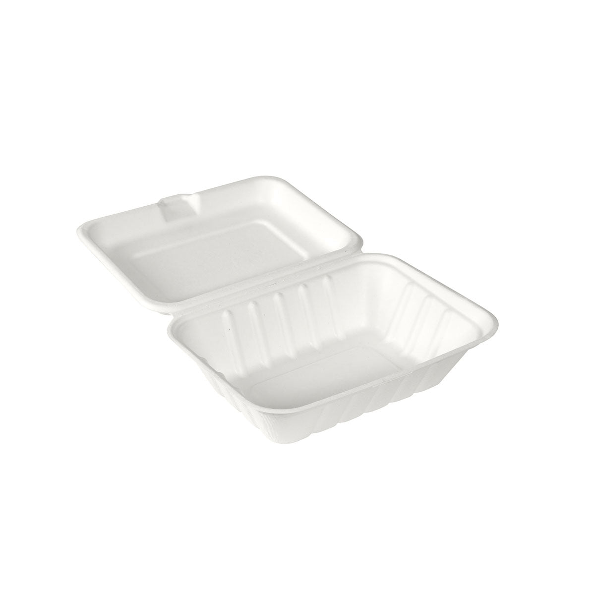 La boîte à menu BioPak 530 ml en bagasse blanche de Duni GmbH (185x143x62 mm, 50 pièces) est un emballage écologique avec couvercle à charnière et côtés rainurés - idéal pour un plaisir durable.