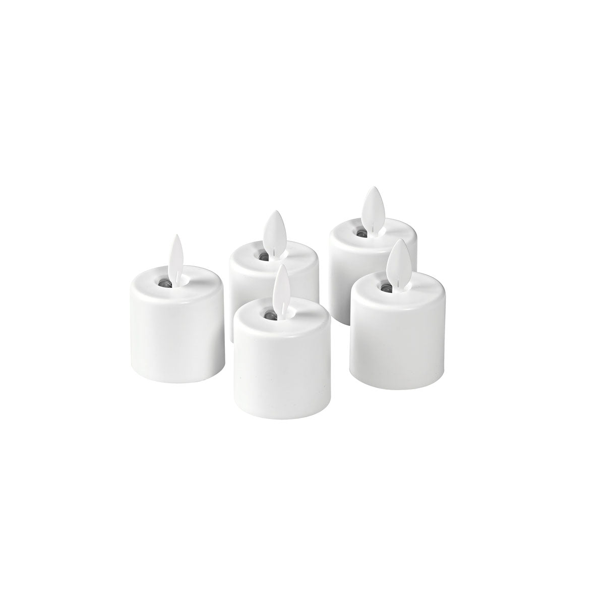 Cinq bougies de remplacement LED blanc chaud (38x36 mm) de Duni GmbH avec des effets de flamme mobiles font de cet ensemble d'une pièce une option idéale pour un éclairage confortable à piles.