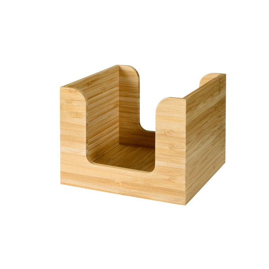 Le porte-serviettes en bambou 13x13 cm de Duni GmbH est un porte-serviettes carré avec des côtés ouverts et un devant bas. Le grain de bois visible donne à cet organisateur de table élégant et respectueux de l'environnement un aspect naturel - parfait pour garder les serviettes à portée de main.