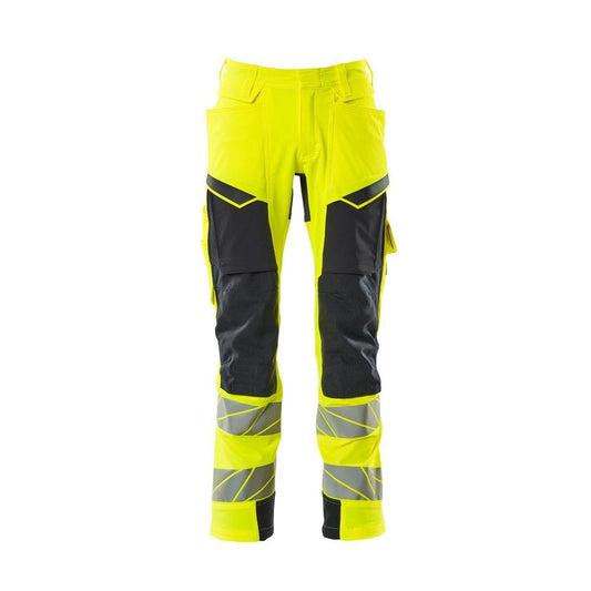 Pantalon avec poches genoux, pantalon ULTIMATE STRETCH, jaune haute visibilité/noir-bleu