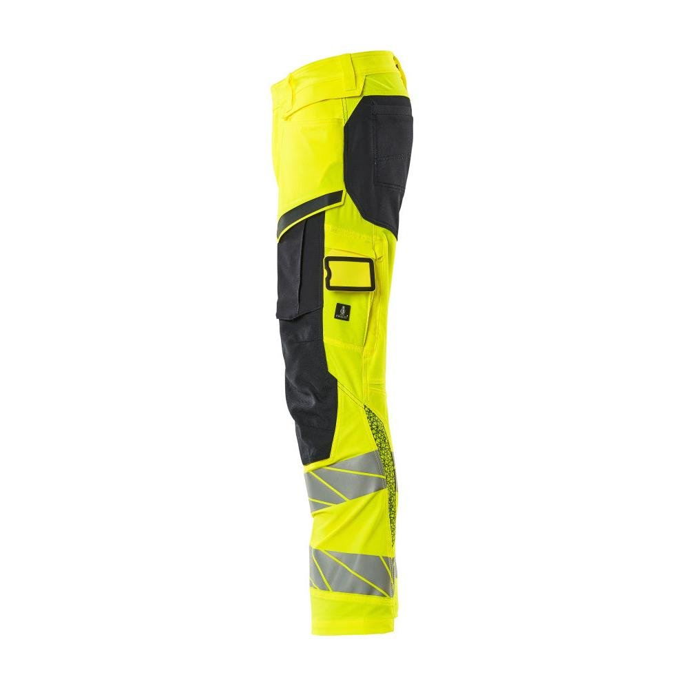 Pantalon avec poches genoux, pantalon ULTIMATE STRETCH, jaune haute visibilité/noir-bleu