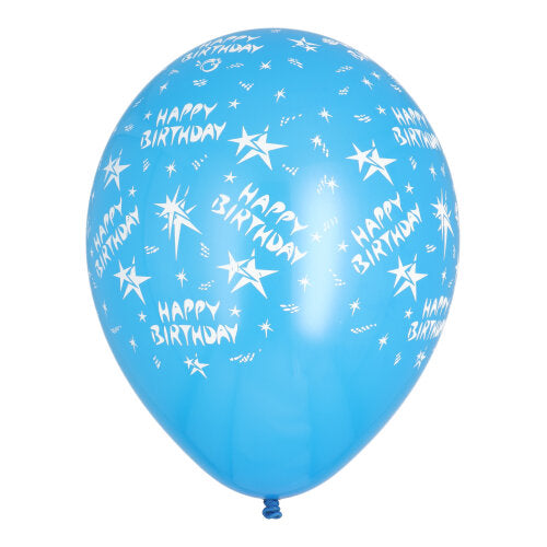 Un paquet coloré de 10 ballons PAPSTAR "Happy Birthday" (Ø 29 cm) de la société PAPSTAR GmbH, idéal pour la décoration d'anniversaire, en différentes couleurs et avec des imprimés festifs.