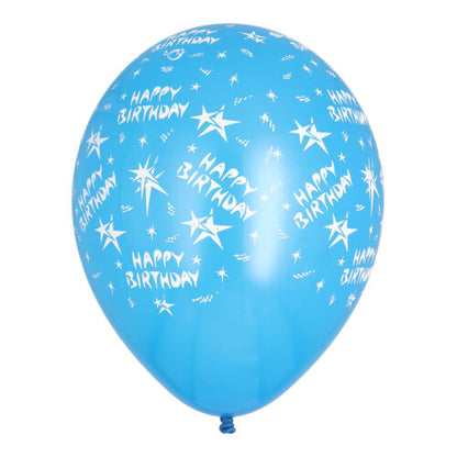 Un paquet coloré de 10 ballons PAPSTAR "Happy Birthday" (Ø 29 cm) de la société PAPSTAR GmbH, idéal pour la décoration d'anniversaire, en différentes couleurs et avec des imprimés festifs.