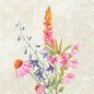 Une illustration de fleurs sauvages aquarellée par Floret Design orne ces serviettes 3 plis de Duni GmbH, 33x33 cm, paquet de 250.