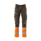 Pantalon avec poches genoux, pantalon avec empiècements stretch, anthracite foncé/orange haute visibilité