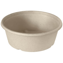Die Classic Bowl 600 ml von Duni GmbH aus unbeschichtetem Braun Bagasse (154x154x56 mm, 40 Stück/Packung) ist eine umweltfreundliche Einwegschüssel in Beige und rund, leer vor weißem Hintergrund präsentiert.