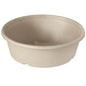 Un bol classique de 900 ml - non enduit brun Bagasse de Duni GmbH (194x194x53 mm, paquet de 40 pièces), fabriqué à partir de matériau écologique, est montré vide sur un fond blanc comme vaisselle jetable écologique.