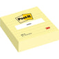 Un bloc de notes Post-it® jaunes doublés en grand format (101 mm x 101 mm, 300 feuilles) de 3M Deutschland GmbH avec une étiquette "notes" blanche et un logo 3M rouge - idéal pour des notes organisées et généreuses.