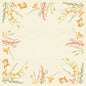 La nappe intermédiaire Dunicel 84x84cm Fall Beauty de Duni GmbH est une nappe carrée beige avec des feuilles jaune-orange, des baies rouges et de l'herbe vert-gris dans un style aquarelle sur les bords et les coins ; le centre reste libre.