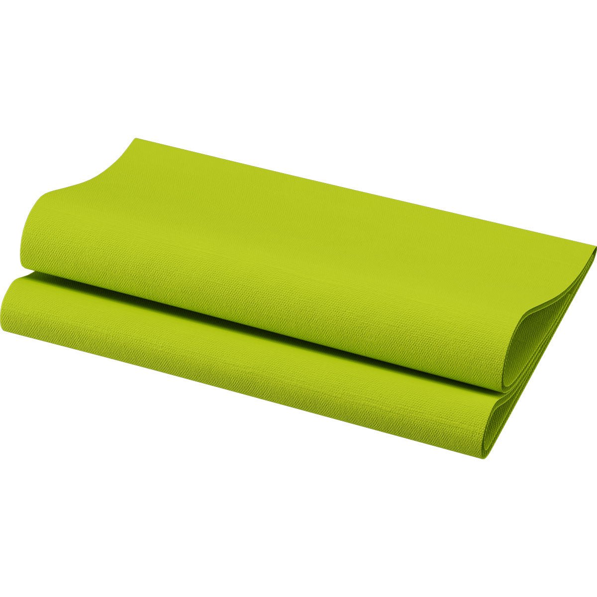Une serviette Bio-Dunisoft 40 x 40 cm, 1/4 pli de Duni GmbH est pliée sur fond blanc.