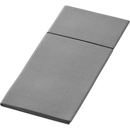 Die Bio Duniletto Slim 400 x 330 mm von Duni GmbH ist eine rechteckige graue Serviette mit dezentem Strukturmuster, die aus nachhaltigen Materialien hergestellt wird - ideal für umweltfreundlich gedeckte Tische.