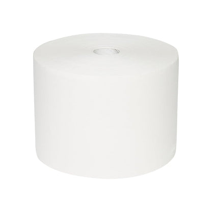 Le papier essuie-tout WypAll® L10 pour surfaces inutilisé (grand rouleau, 38,00 cm x 23,50 cm) de Kimberly-Clark GmbH est représenté sur fond blanc ; cylindrique avec noyau creux, parfait pour un nettoyage en profondeur des surfaces.