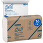 Une boîte d'expédition blanche avec l'inscription "Scott® Serviettes - MultiFold / Blanc" de Kimberly-Clark GmbH contient 16 paquets de 250 feuilles chacun (soit un total de 4 000 serviettes) et offre un séchage des mains hygiénique dans un multipack pratique.