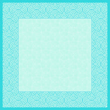 Une nappe carrée Dunicel (84x84cm) de Duni GmbH, Breeze menthe bleue : bord tourbillonné blanc/menthe, centre tourbillonné cyan clair délicat. Idéale pour une décoration de table printanière ; sans texte ni images. Paquet de 20 pièces.