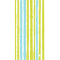 Les serviettes Dunisoft Elise Stripes 20x40 cm de Duni GmbH présentent des rayures longitudinales bleues et vertes inégales de différentes épaisseurs sur fond blanc ainsi qu'un petit ovale jaune "DUNI" en bas à droite. Le paquet contient 120 serviettes.