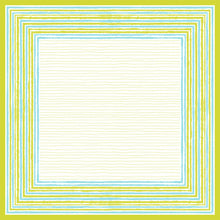 La nappe Dunicel 84x84 cm Elise Stripes de Duni GmbH a un centre de couleur crème, encadré par des rayures bleues, vertes et jaunes dans un style dessiné à la main. Cette nappe de haute qualité (paquet de 20) apporte un charme écologique à chaque table dressée.