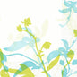 Silhouettes botaniques stylisées vertes et bleues sur fond blanc, avec des bordures géométriques pointillées subtiles - idéal pour les serviettes en cellulose Duni GmbH 40x40 cm, 3 plis, design Elise | Paquet (250 serviettes) créations.