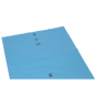 La feuille de plastique bleue DEISS 20260 (900x1200x0,08 mm) de EMIL DEISS KG (GmbH + Co.) est une feuille plate et rectangulaire avec des symboles de recyclage et "65" en noir, idéale pour la protection des surfaces dans l'industrie alimentaire. Livrée en cartons de 100 pièces.