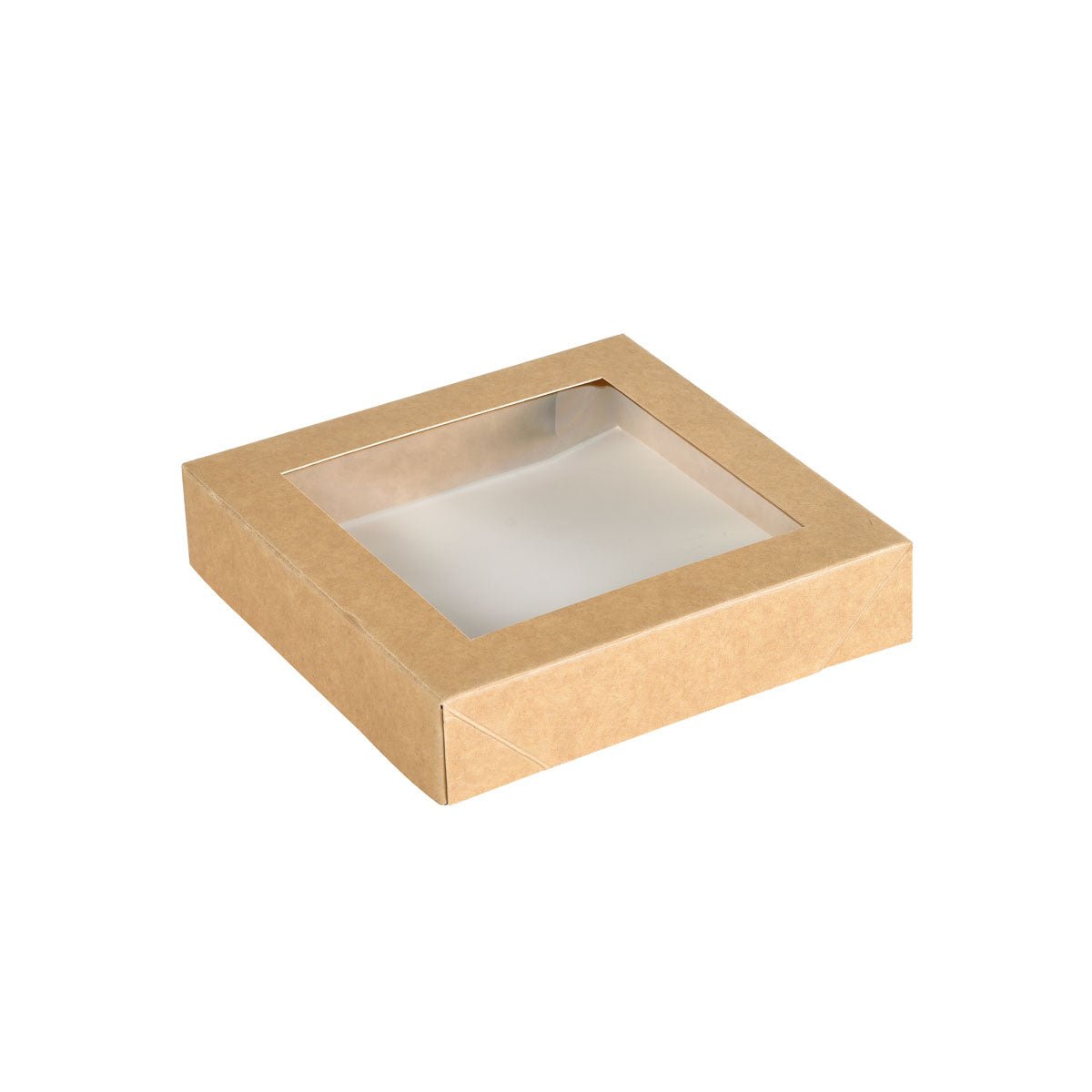 Le couvercle Viking Block avec fenêtre PLA de Duni GmbH est un emballage durable en carton brun (140x140x29 mm) avec une fenêtre transparente en PLA, idéal pour une présentation écologique - le paquet contient 300 pièces.