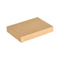 Un simple couvercle de carton rectangulaire Viking Brick Deckel Marron (200x140x30) de Duni GmbH avec couvercle fermé se trouve sur un fond blanc - un paquet écologique de 300, idéal pour les emballages durables.